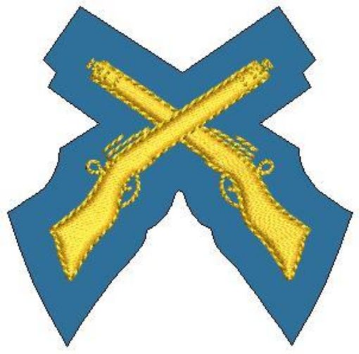 Picture of Mess Dress - Qualification Badge - Skill - At - Arms (X Rifles) - Gold on Blue B/G