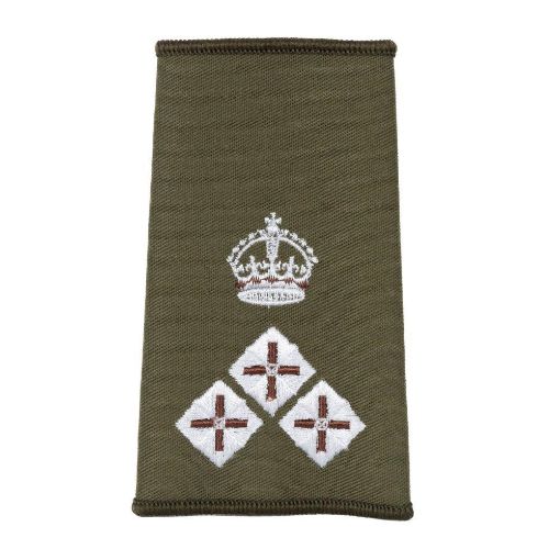 Picture of The Army Air Corps Rank slide - Olive - Overlocked - Brigadier - No Title - White Pip - Tudor Crown